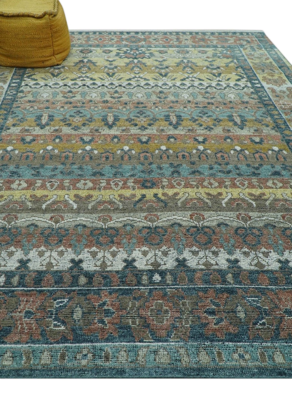 Custom Made Turkish Design Multi color Hand Knotted Wool Rug