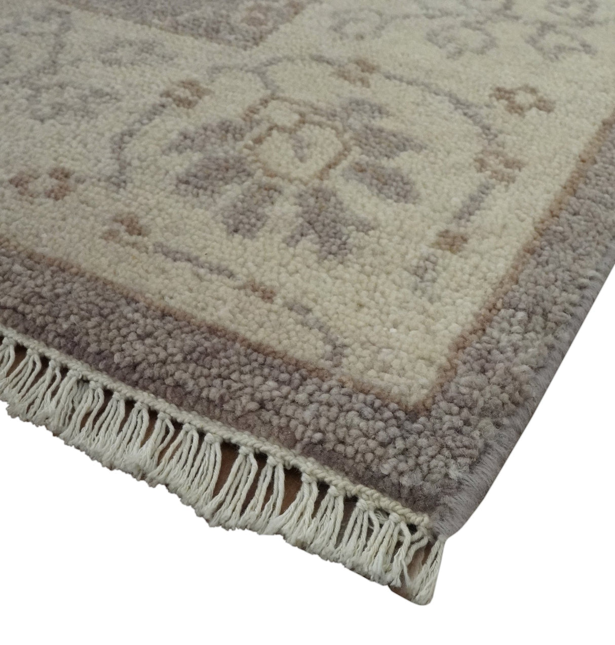 Custom Made Vintage Style Tree of life Brown And Beige Hand Knotted Wool Rug