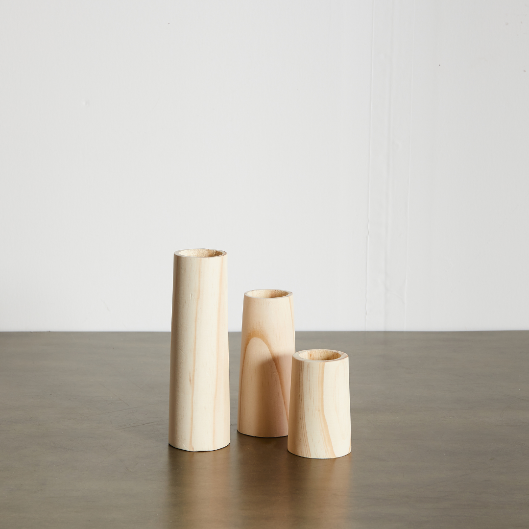 Cylinder Eucalyptus Wood Tealight Candle Holder-Décor Collection-Parc Decor