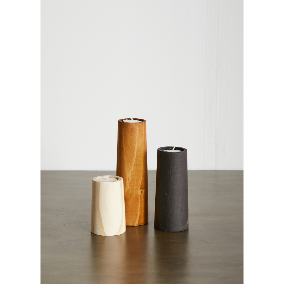 Cylinder Eucalyptus Wood Tealight Candle Holder