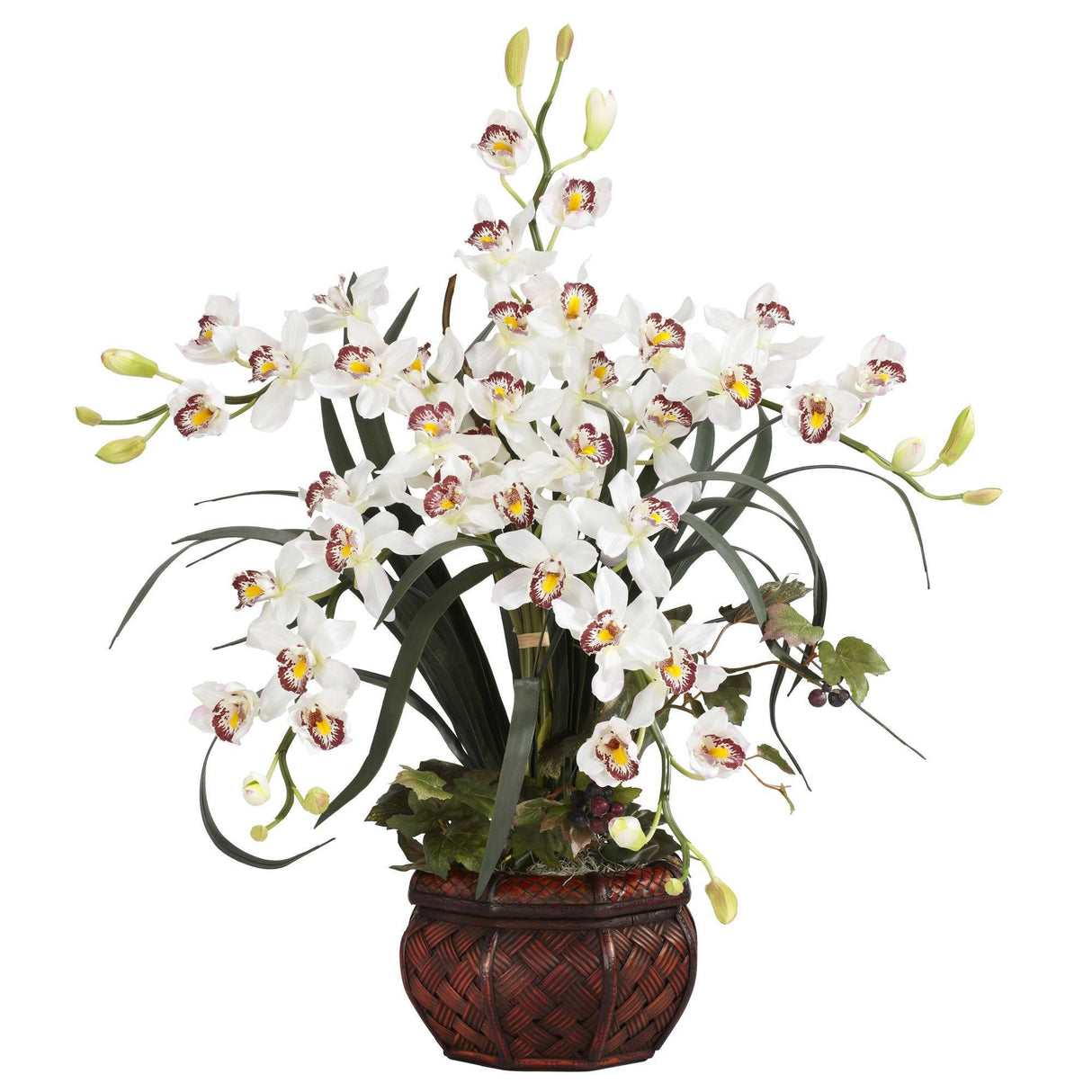 Cymbidium w/Decorative Vase Silk Arrangement-Arrangement-Parc Decor