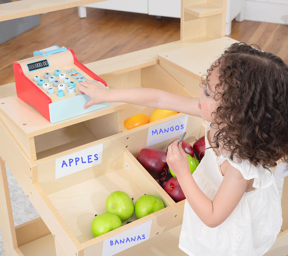 Cypress Wooden Market Stand – Pretend Play Shop for Kids with Storage-Indoor-Parc Decor