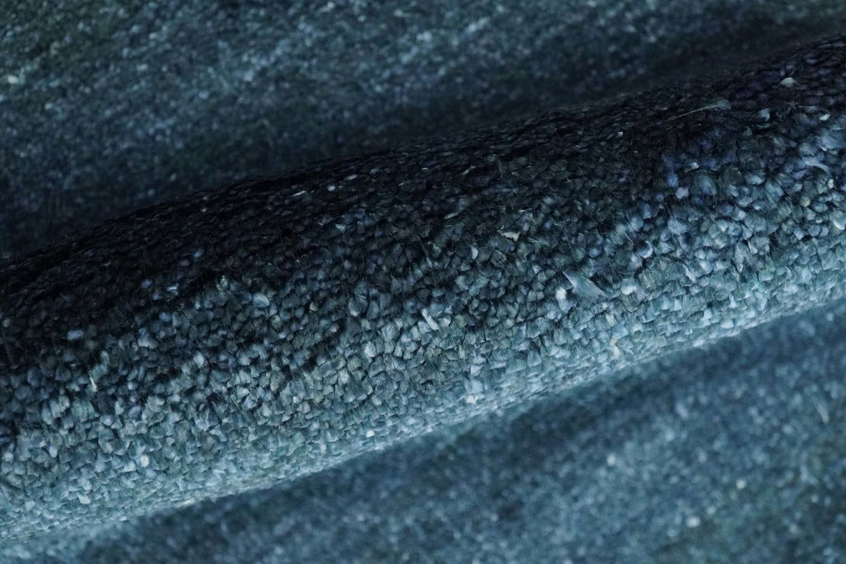 Dark Blue 2x3 Hand Knotted Solid Blue Rug made with Art Silk | N6623-Area Rug-Parc Decor