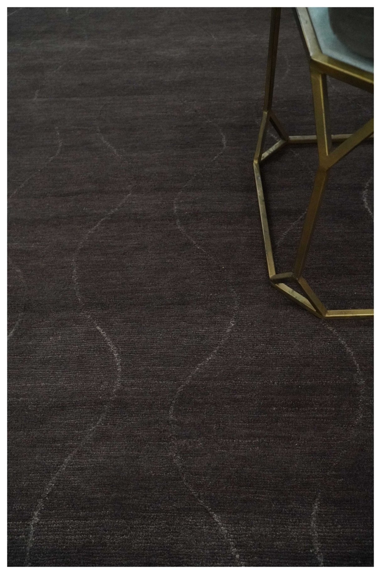 Dark Brown and Ivory Modern Stripes Pattern Hand knotted 5x7 wool and Art Silk Area Rug-Area Rug-Parc Decor