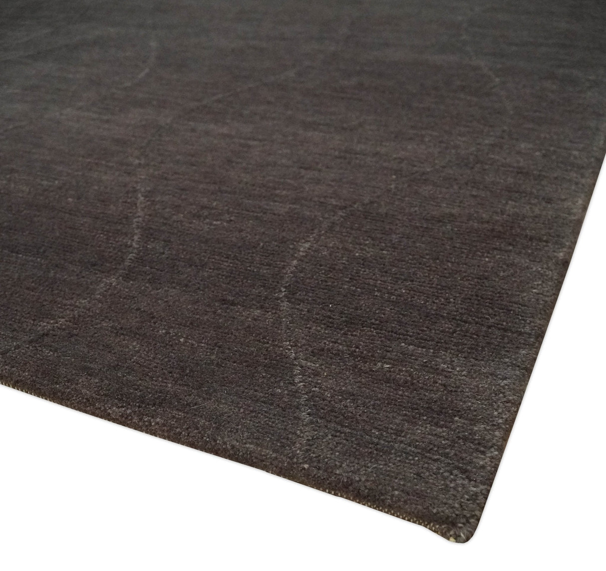 Dark Brown and Ivory Modern Stripes Pattern Hand knotted 5x7 wool and Art Silk Area Rug-Area Rug-Parc Decor