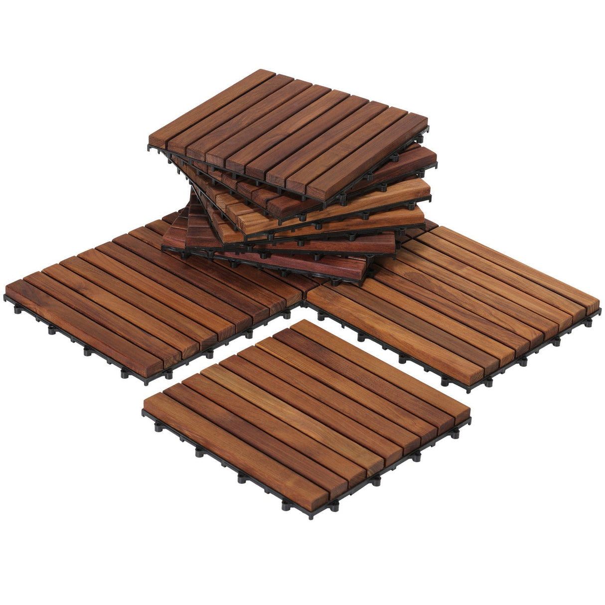 Denali Oiled Teak Outdoor Interlocking Tiles-Floor Tile-Parc Decor