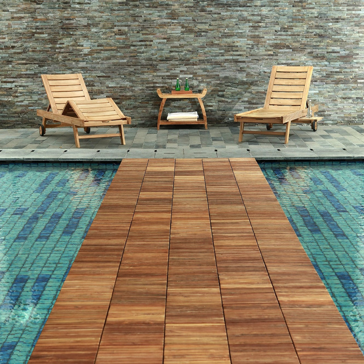 Denali Oiled Teak Outdoor Interlocking Tiles-Floor Tile-Parc Decor