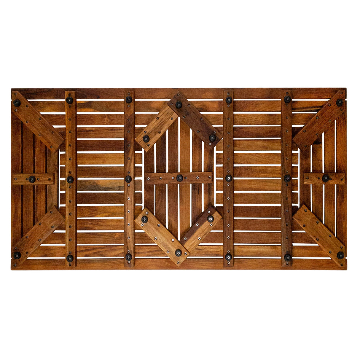 Denver Oiled Double Framed Teak Shower and Bath Mat-Bath Mat-Parc Decor