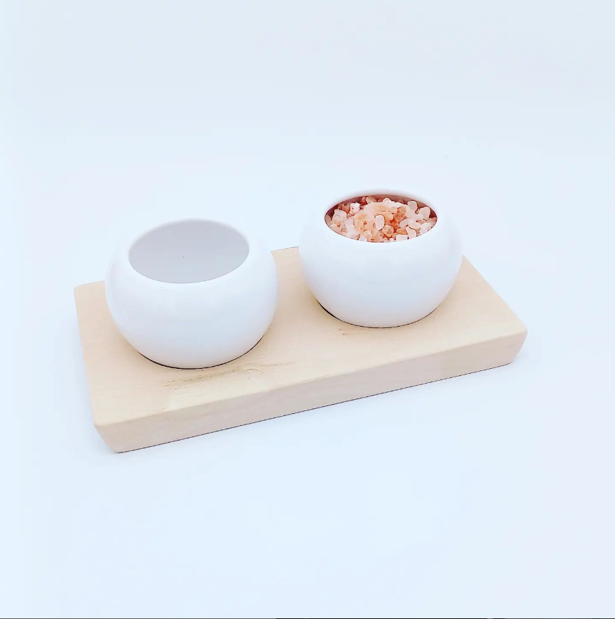Dipping & Spice Wooden and Ceramic Bowl Pair-Entertaining & Serving-Parc Decor