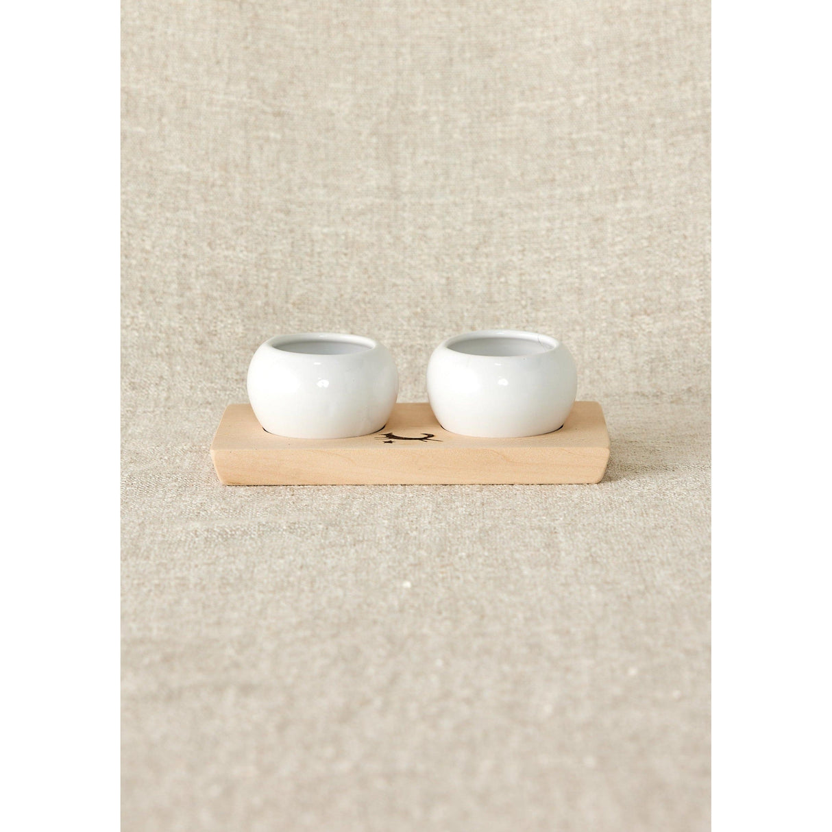 Dipping & Spice Wooden and Ceramic Bowl Pair