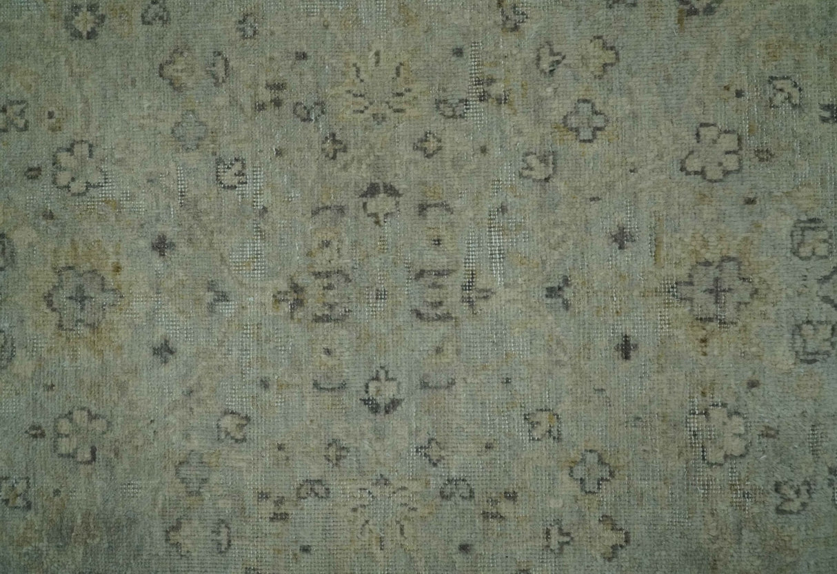Distress Finished Beige, Silver and Charcoal 8x10 Traditional Wool Rug