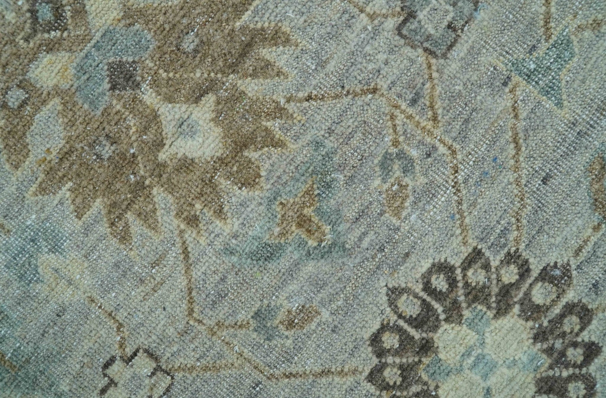 Distressed and Blue Silver Hand Knotted Traditional Wool Area Rug