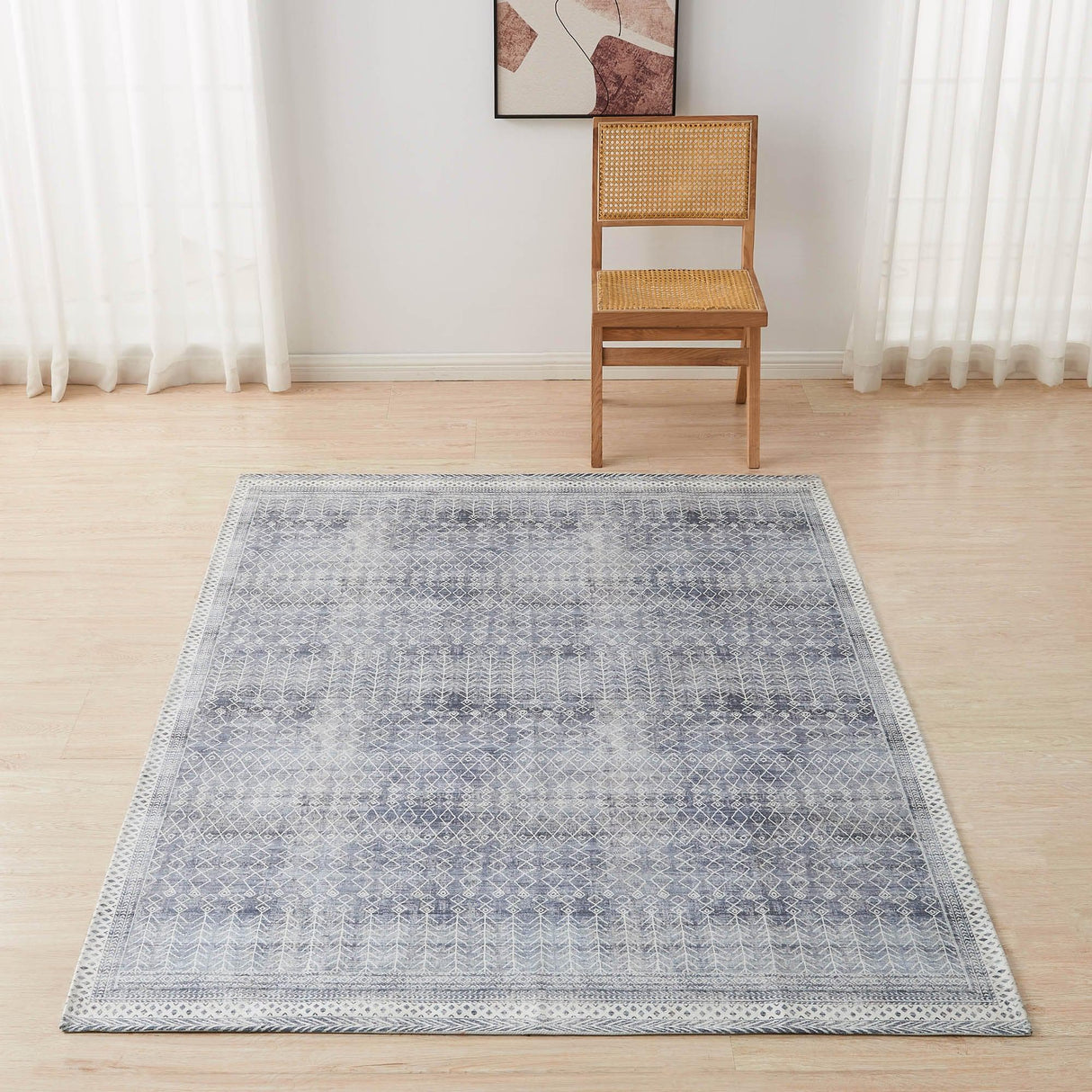 Distressed Moroccan Machine Washable Accent Area Rug 5' x 7' - Neve Collection-Rugs-Parc Decor