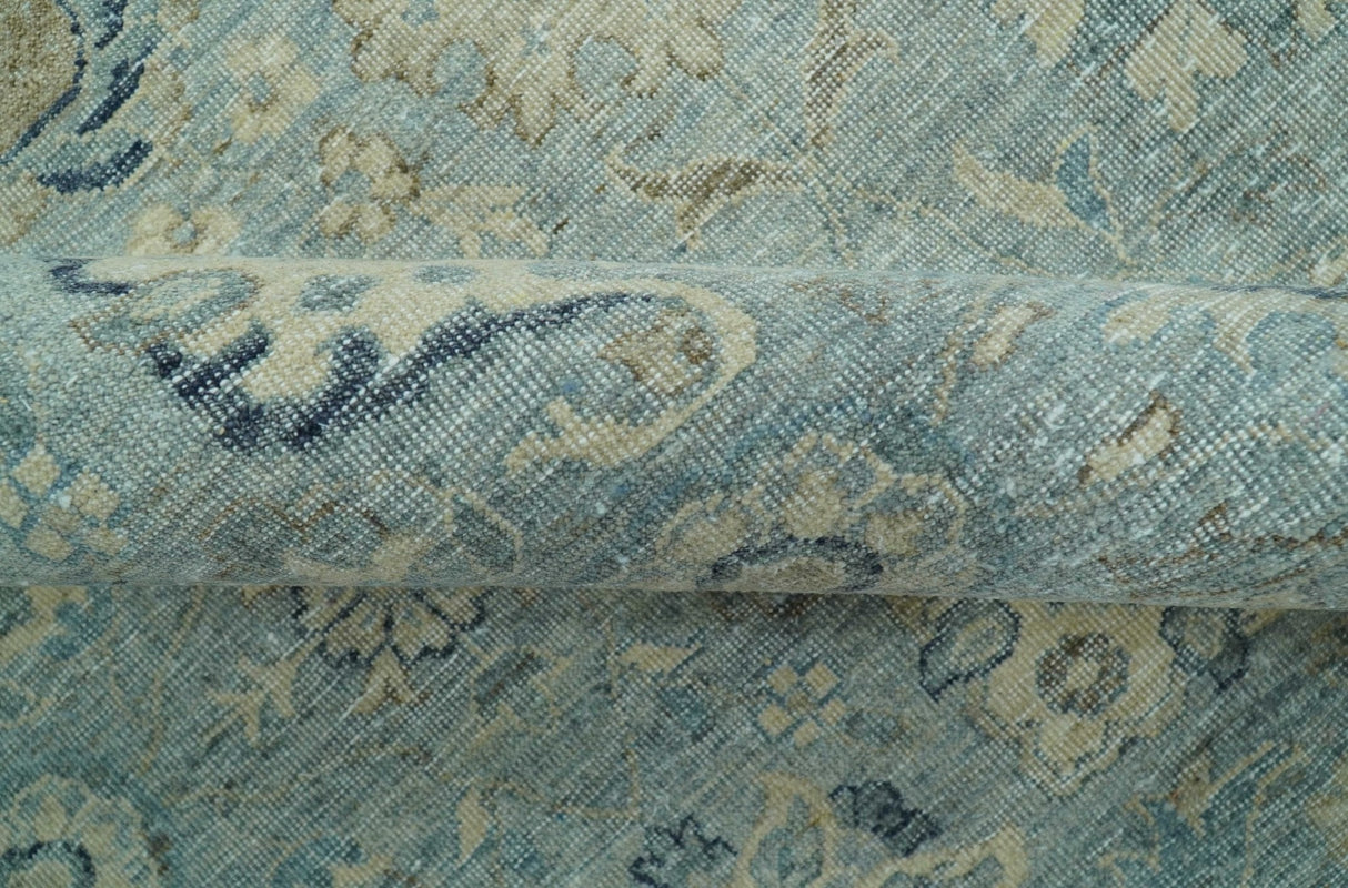 Distressed traditional And Beige Hand Knotted 10x14 Wool Area Rug