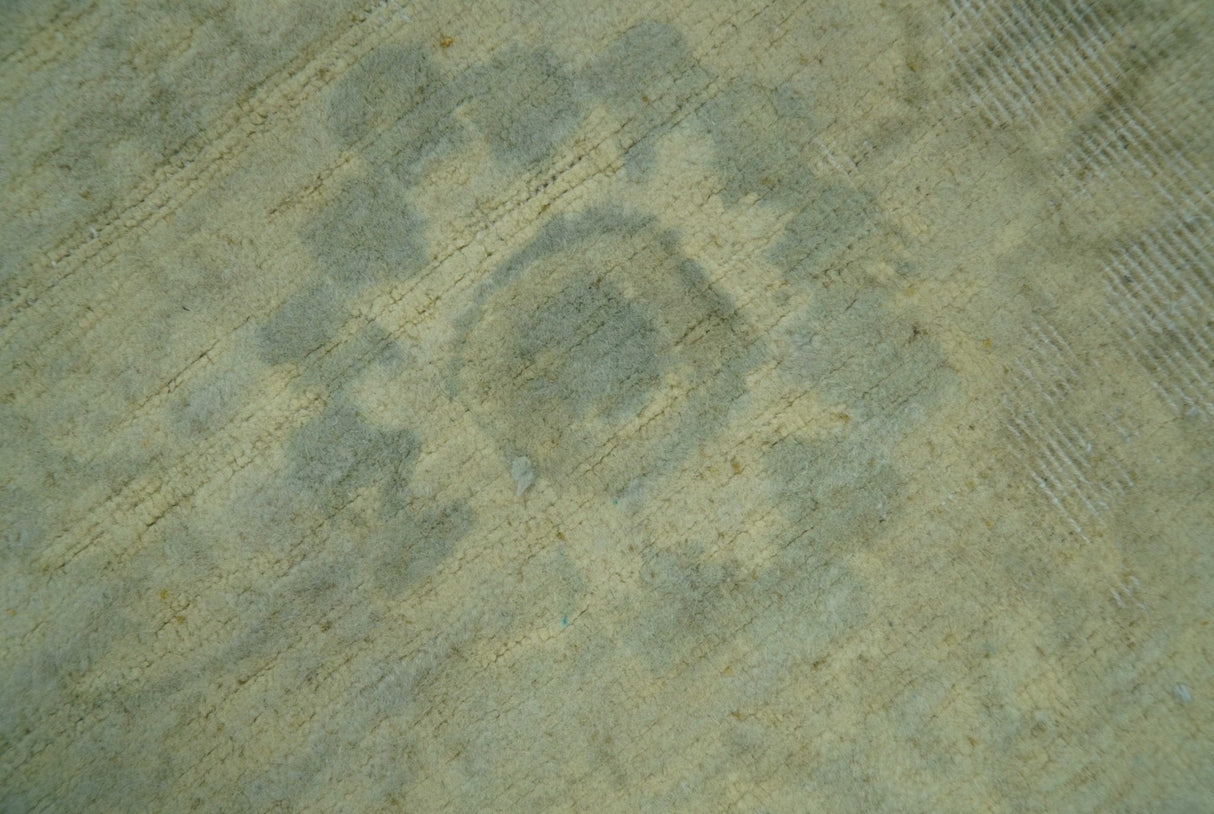 Distressed Traditional Design Blue And Beige Hand Knotted 8x10 Wool Area Rug