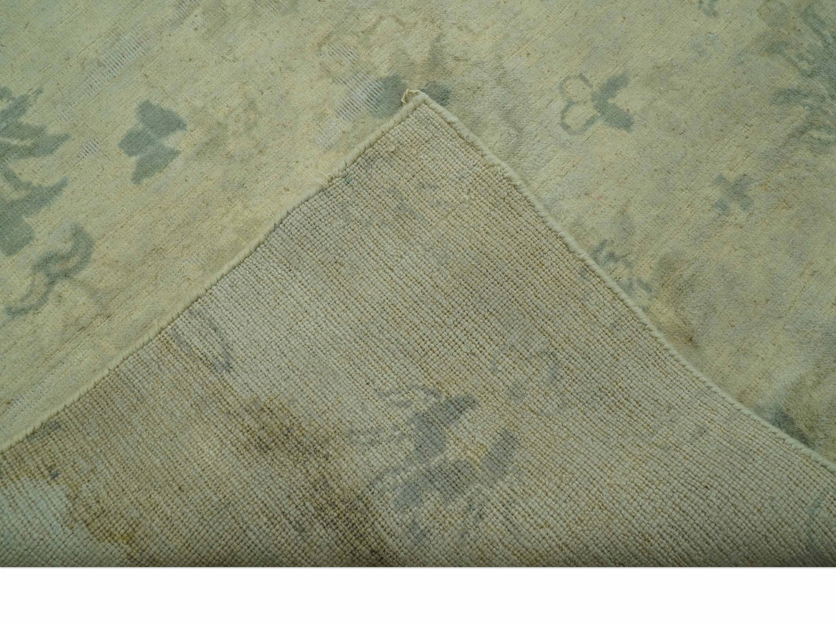 Distressed Traditional Design Blue And Beige Hand Knotted 8x10 Wool Area Rug