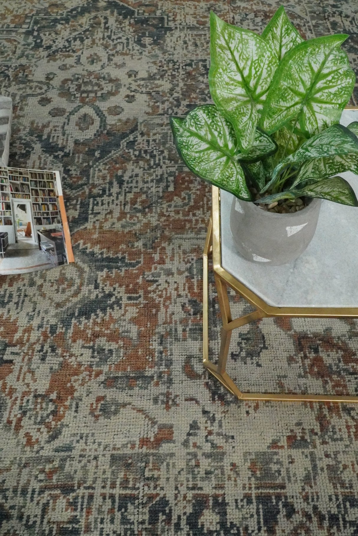 Distressed Traditional Turkish Brown And Charcoal Hand Knotted Wool Area Rug