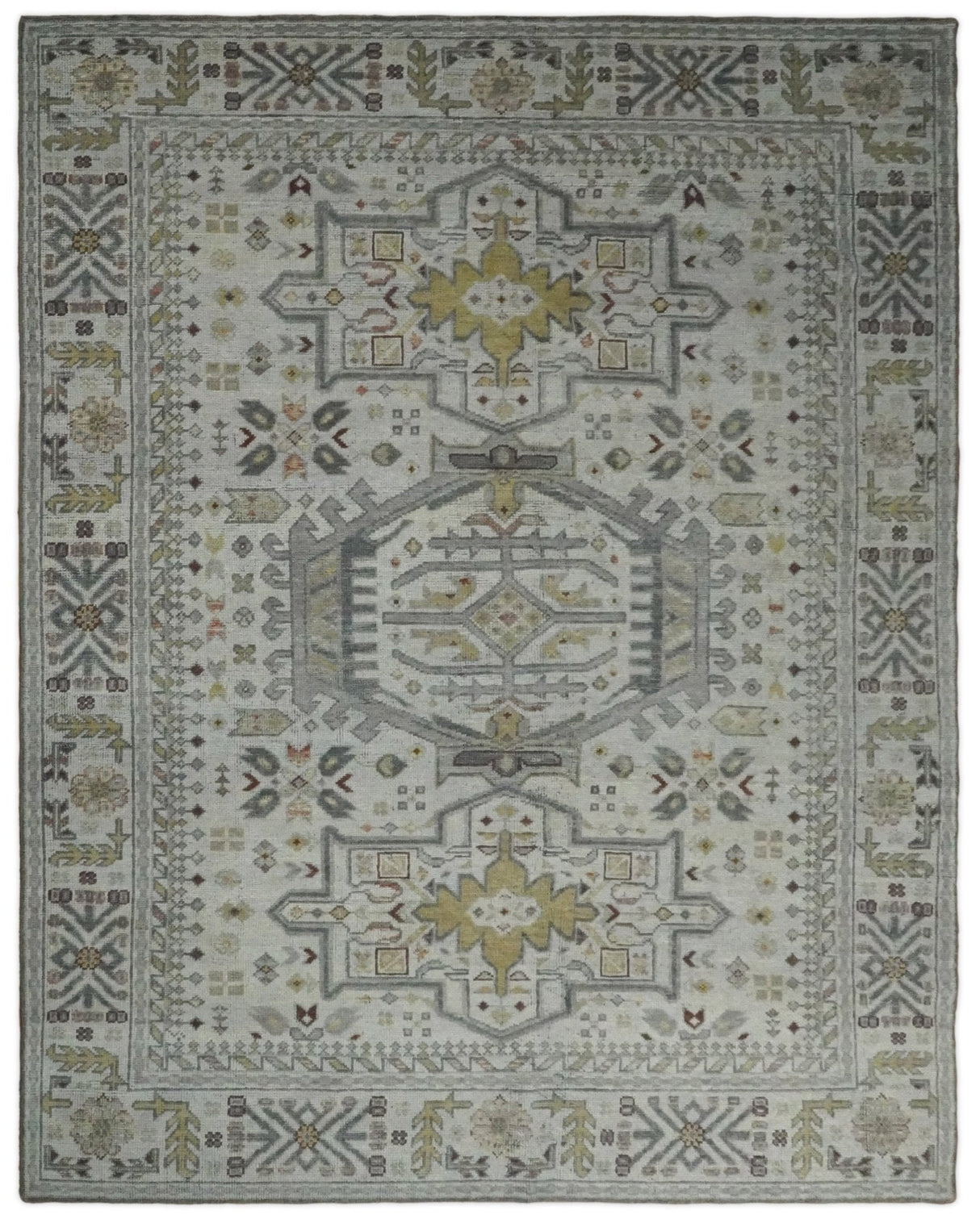 Distressed Traditional Turkish Hand Knotted Gray Custom Made wool Area Rug