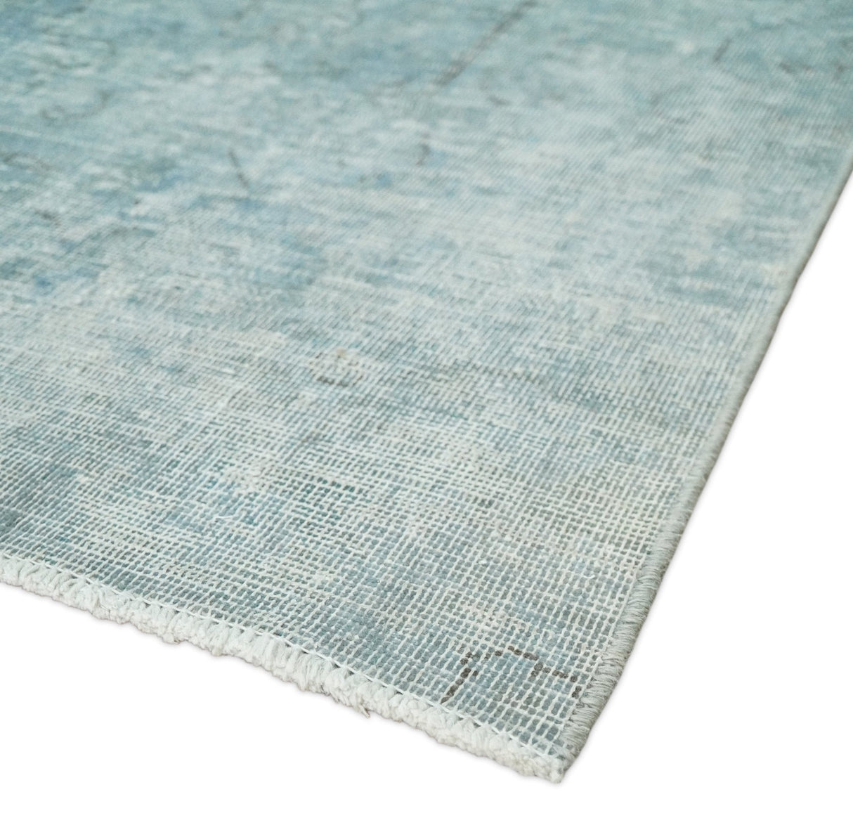 Distressed Vintage 8x11 Blue Modern Oxidized Textured Low Pile Wool Rug