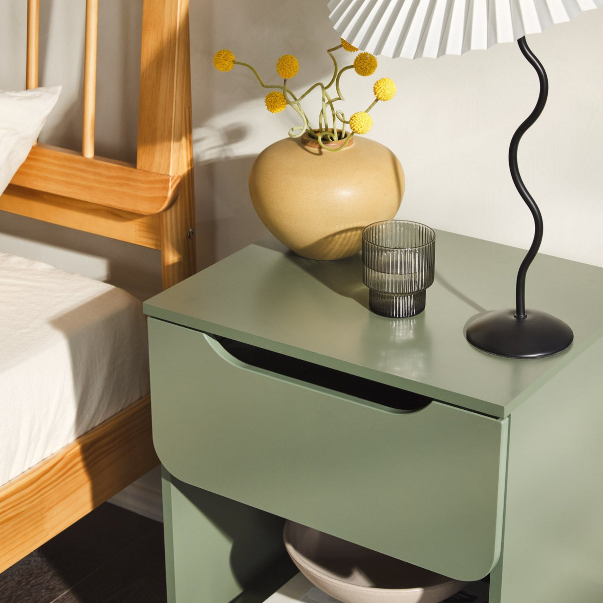 Domm Modern 1-Drawer Nightstand-Bedroom-Parc Decor
