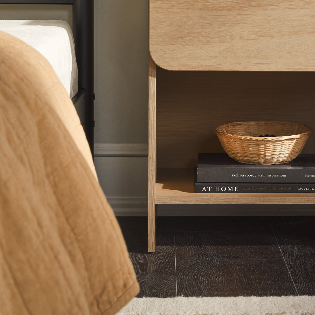 Domm Modern 1-Drawer Nightstand-Bedroom-Parc Decor