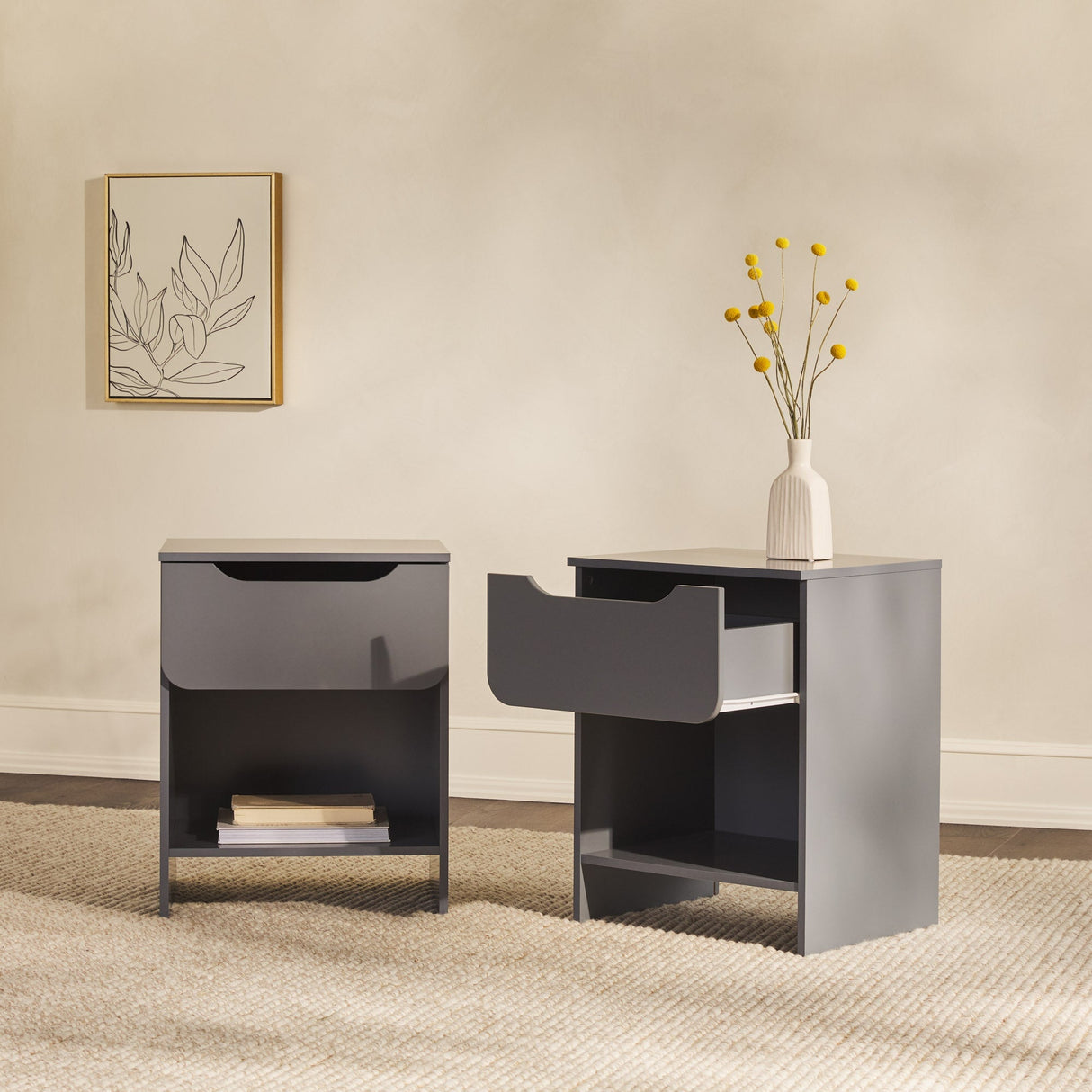 Domm Modern 1-Drawer Nightstand-Bedroom-Parc Decor