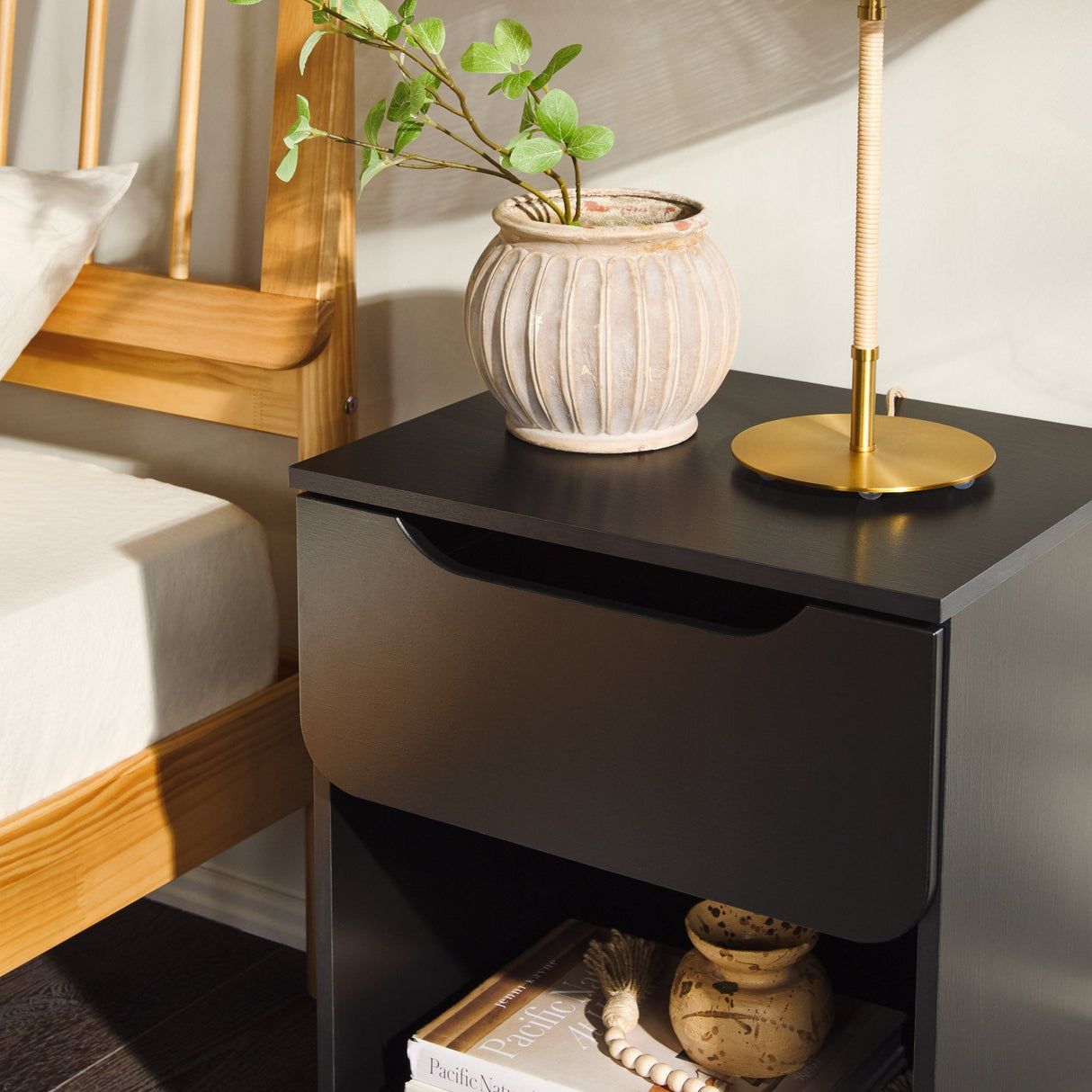 Domm Modern 1-Drawer Nightstand-Bedroom-Parc Decor