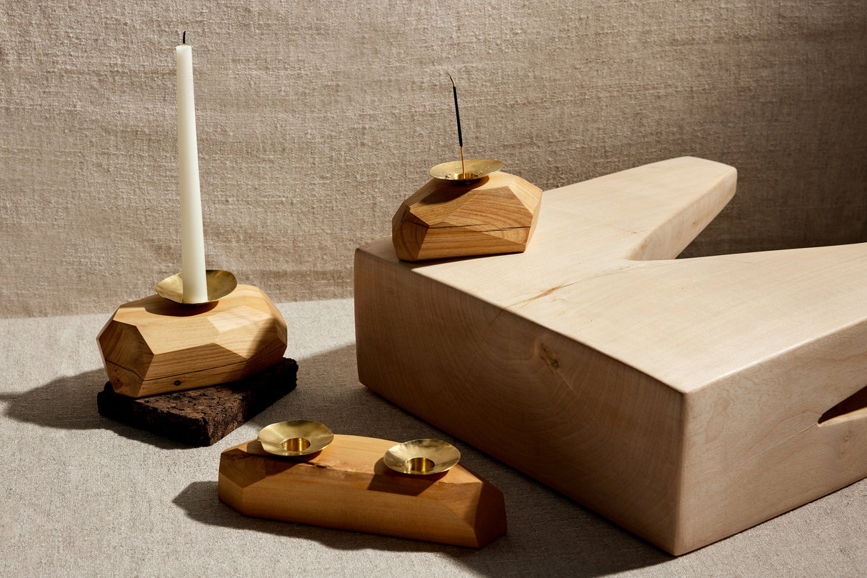 Double Wooden Incense and Candle Holder by Dor+Kie-Décor-Parc Decor
