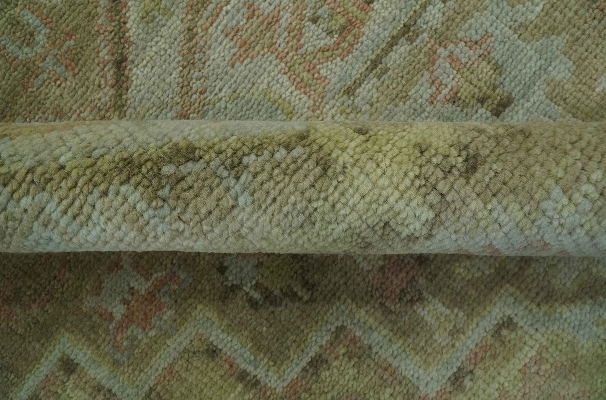 Dune Custom Made Silver, Olive and Peach Hand Knotted Traditional wool Rug