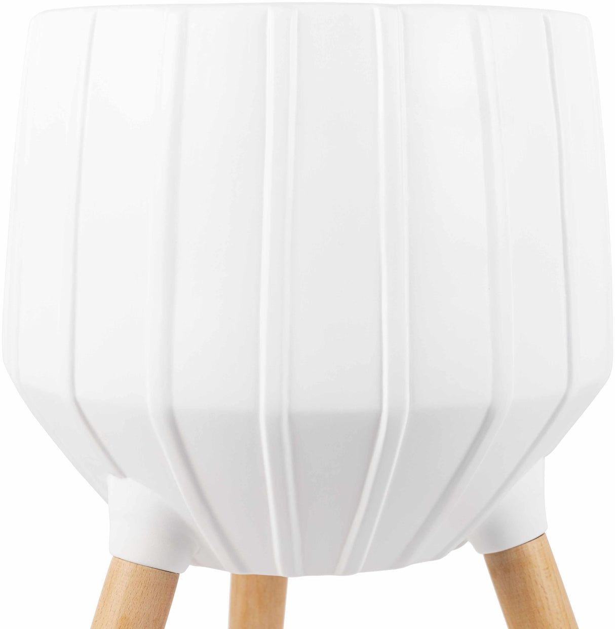 Dunguan White Ribbed Wood Planter-Decor-Parc Decor