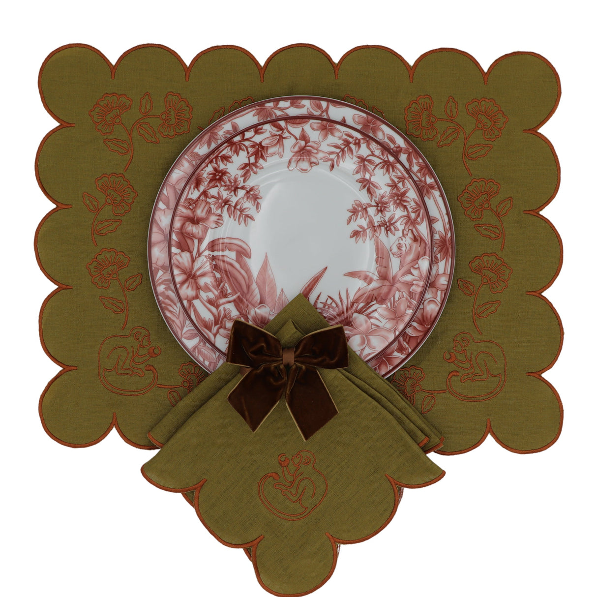 Earthen Pine Napkin - Set of 4-Napkin-Parc Decor