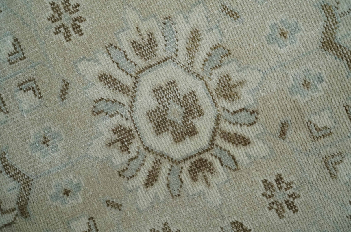 Earthy Ivory, Brown and Gray Hand knotted 8x10 Traditional wool Area Rug-Area Rug-Parc Decor