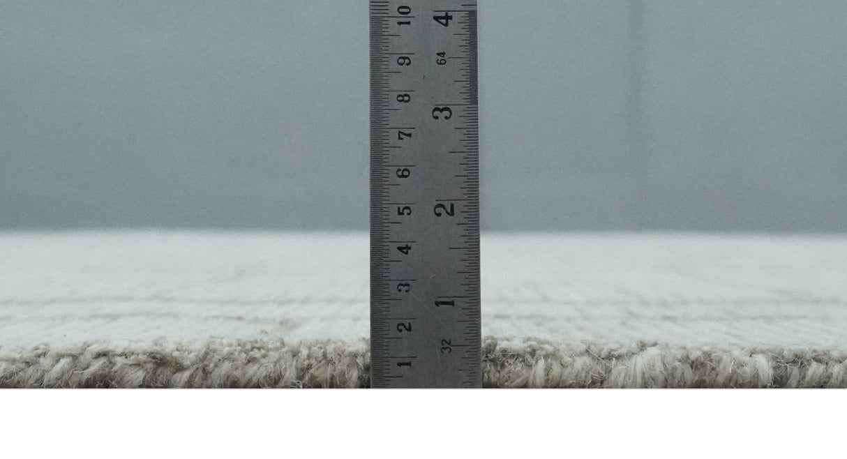 Earthy Modern Stripes Design Custom Made Ivory, Silver and Gray Hand Tufted Rug-Area Rug-Parc Decor