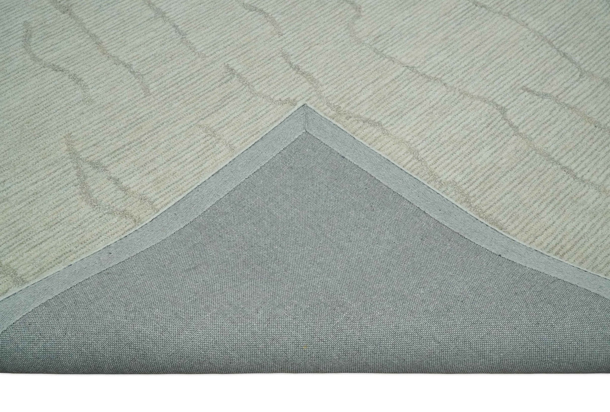 Earthy Neutral Custom Made Hand Tufted Multi Size Woolen Modern Ivory and Beige Area Rug
