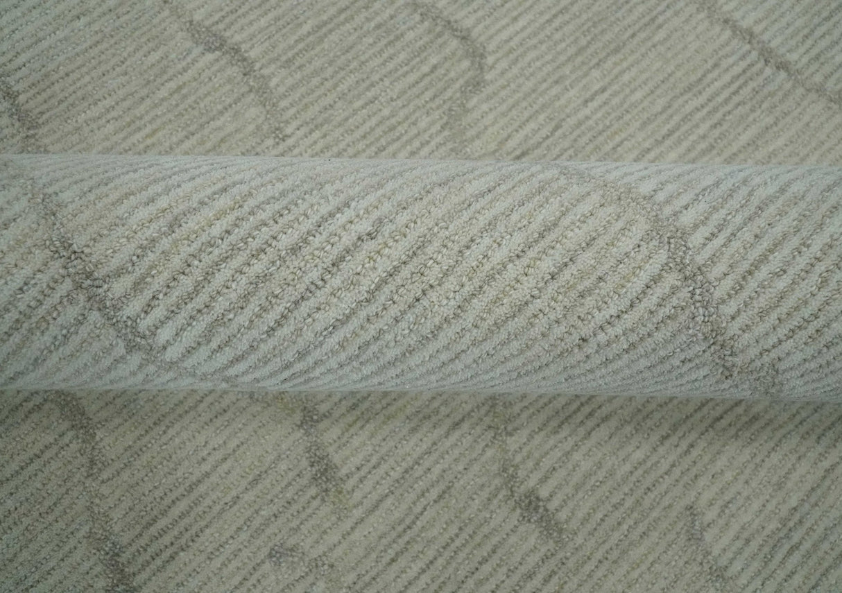 Earthy Neutral Custom Made Hand Tufted Multi Size Woolen Modern Ivory and Beige Area Rug-Area Rug-Parc Decor