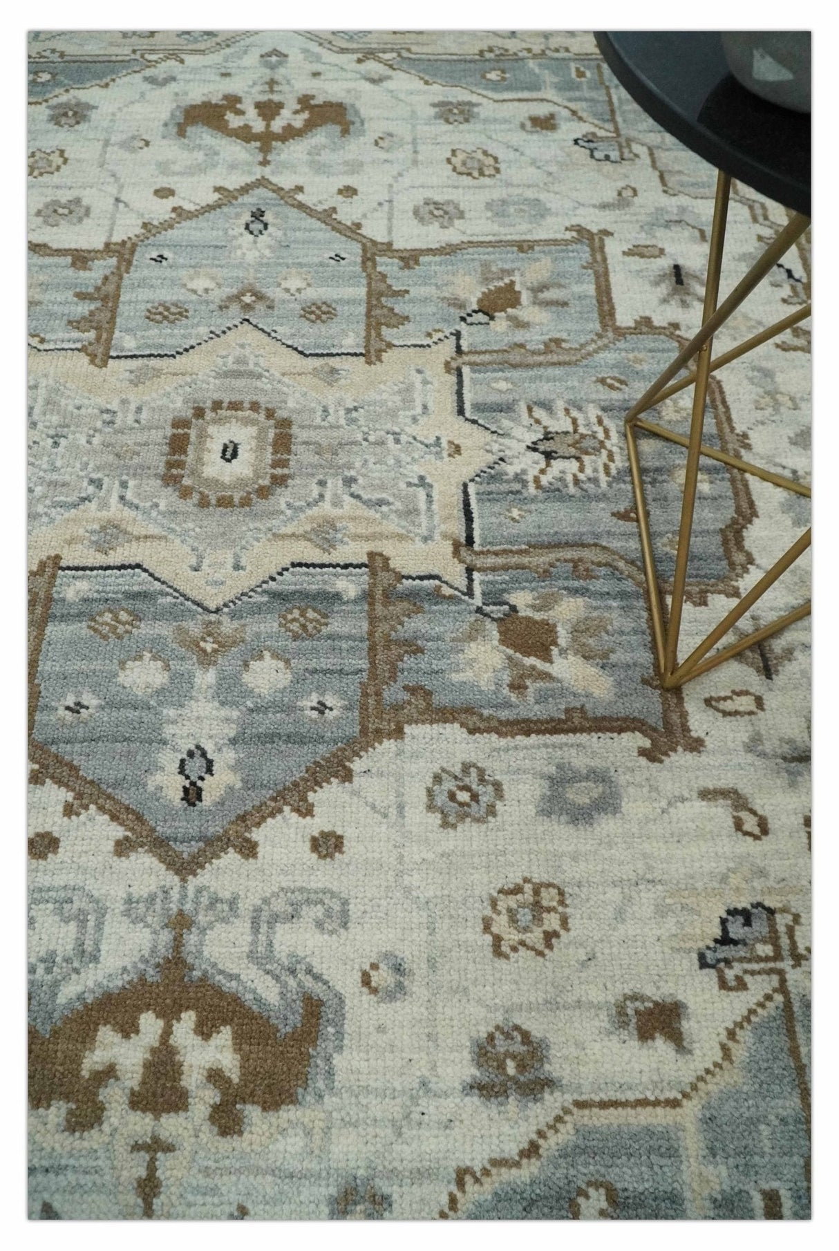 Earthy Neutral Custom Made Ivory, Beige and Silver Traditional Hand Knotted Wool Area Rug