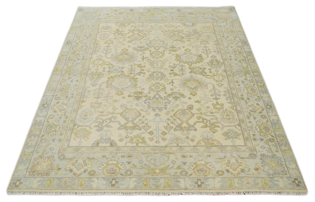 Earthy Neutral Traditional Beige and Silver Antique Style Hand knotted Wool Area Rug, Kids, Living Room and Bedroom Rug-Area Rug-Parc Decor