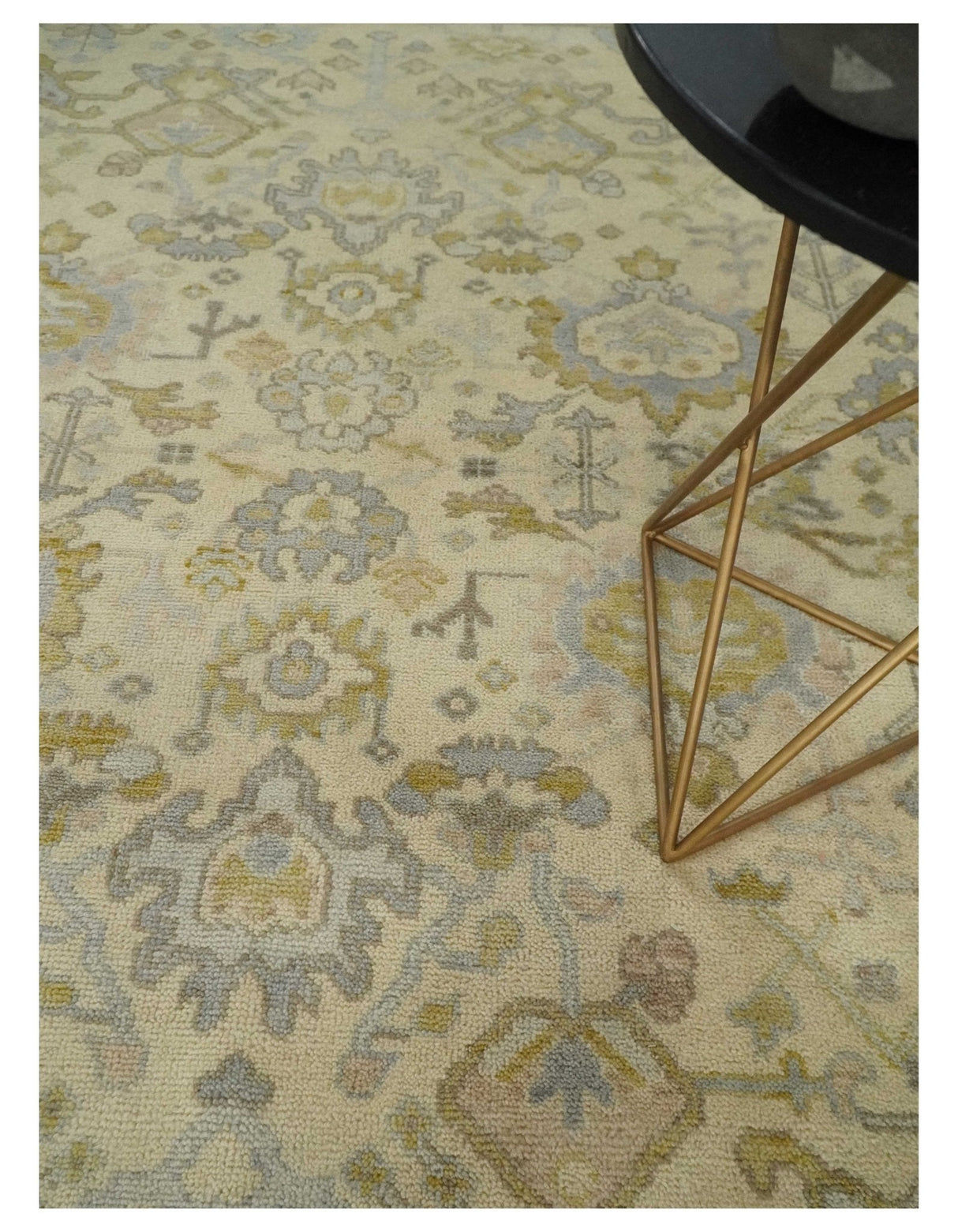 Earthy Neutral Traditional Beige and Silver Antique Style Hand knotted Wool Area Rug, Kids, Living Room and Bedroom Rug-Area Rug-Parc Decor