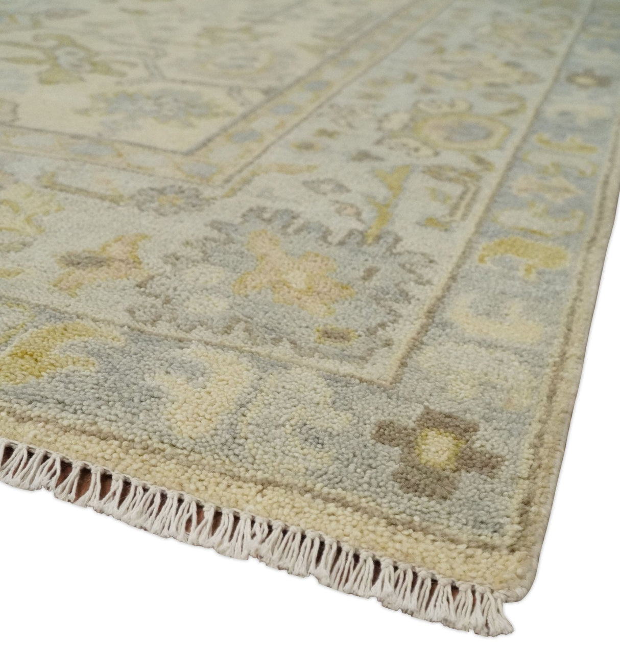 Earthy Neutral Traditional Beige and Silver Antique Style Hand knotted Wool Area Rug, Kids, Living Room and Bedroom Rug-Area Rug-Parc Decor