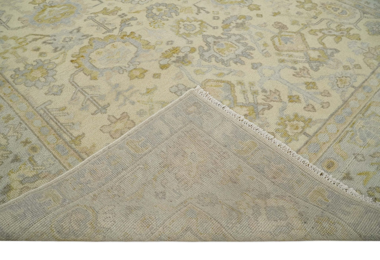 Earthy Neutral Traditional Beige and Silver Antique Style Hand knotted Wool Area Rug, Kids, Living Room and Bedroom Rug-Area Rug-Parc Decor