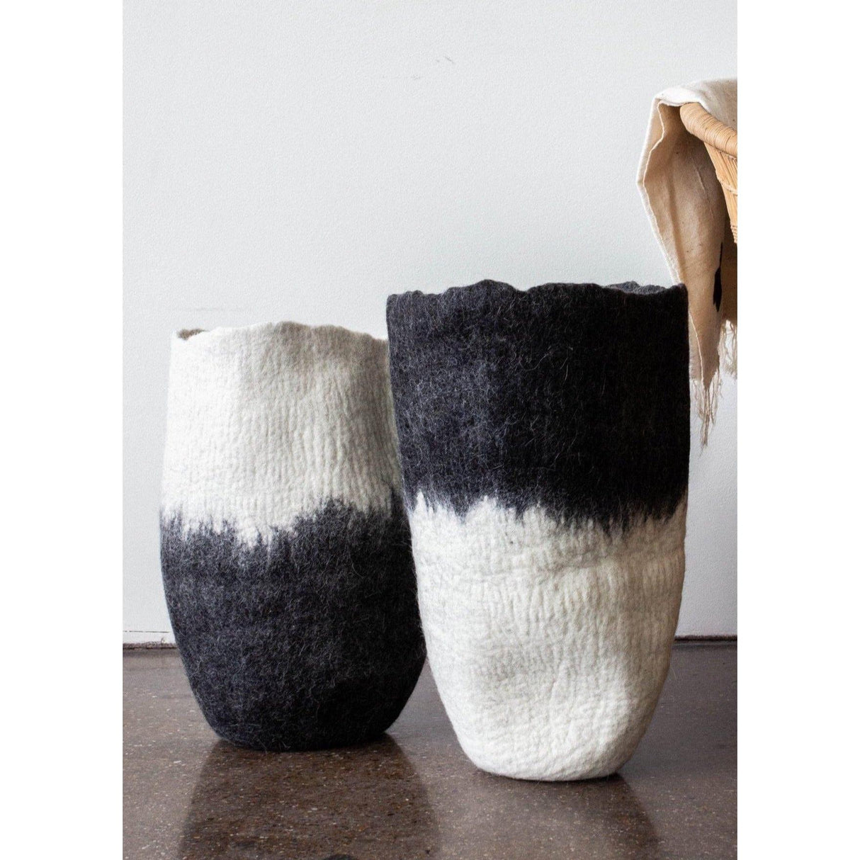 Eclipse Black & White Wool Floor Vase