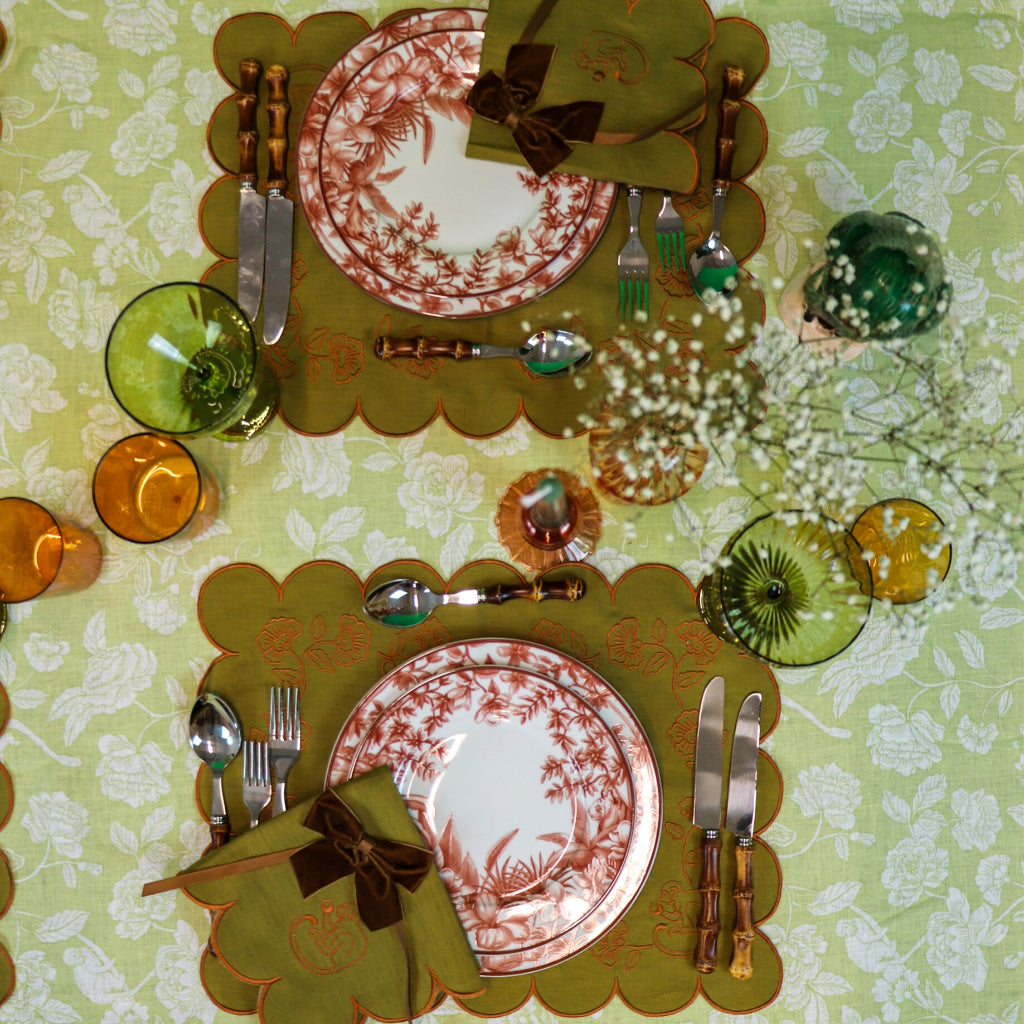 Eden Flora Parlour Premium Linen Tablecloth