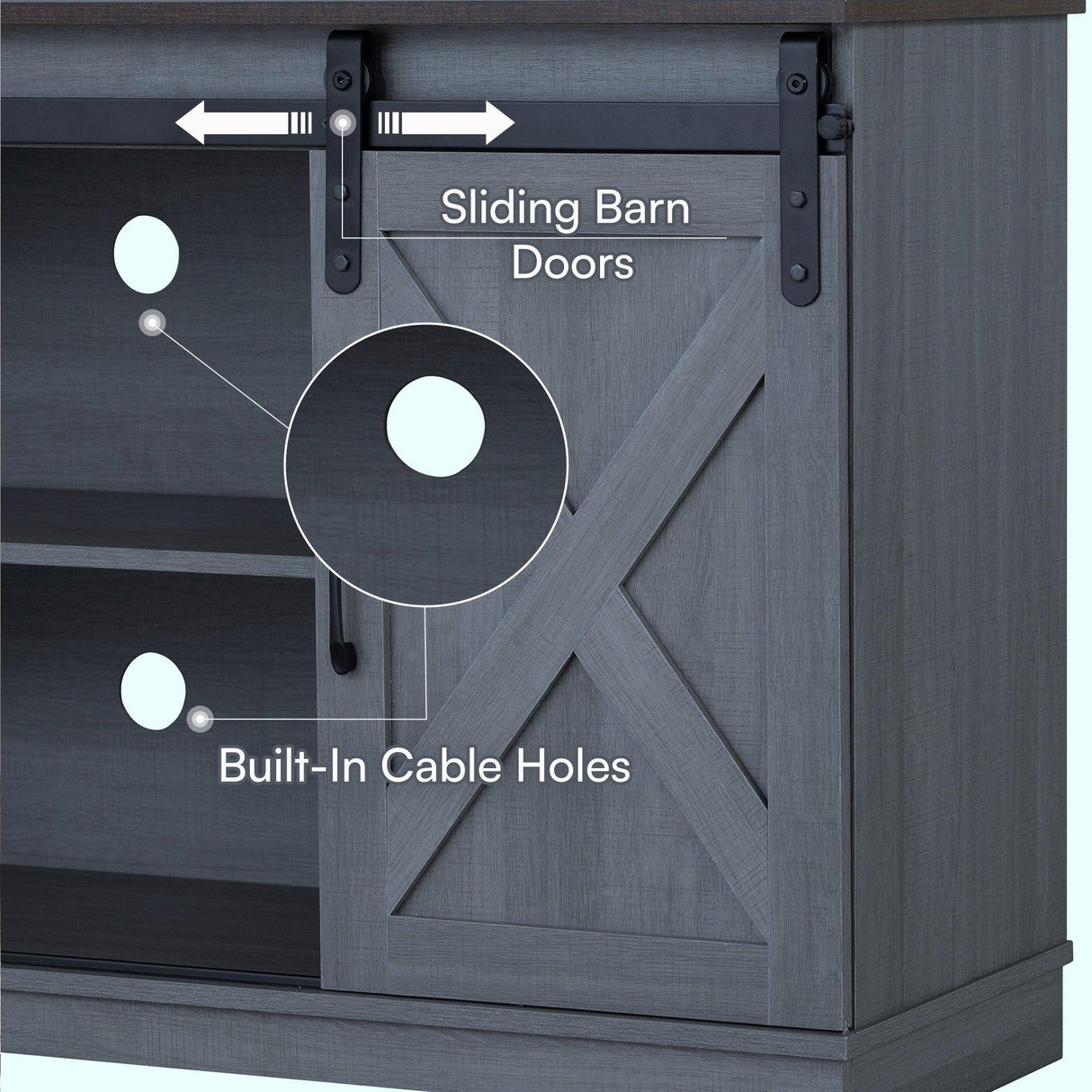 Eira Farmhouse 56-inch TV Stand with Storage Cabinet and Cable Holes, Entertainment Center Console for Living Room, Bedroom-电视柜-Parc Decor