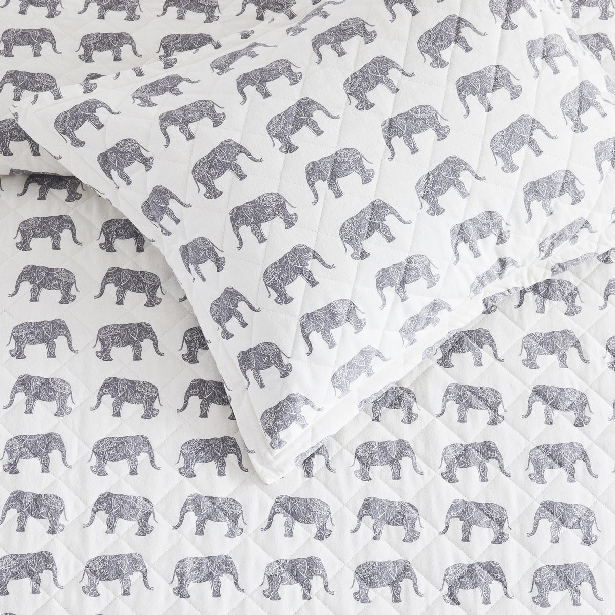 Elephants Cotton Flannel Quilt Set-Quilt-Parc Decor