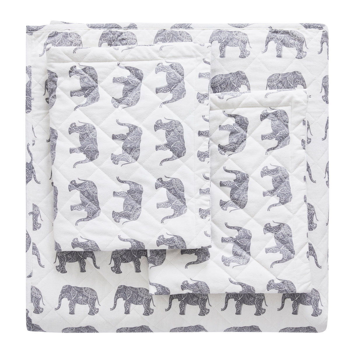 Elephants Cotton Flannel Quilt Set-Quilt-Parc Decor