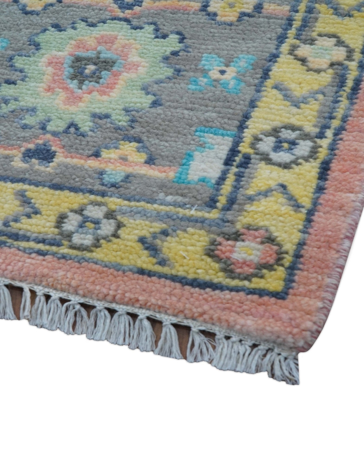 Eliane Custom Made Traditional Style Pink And Blue Hand Knotted Wool Area Rug