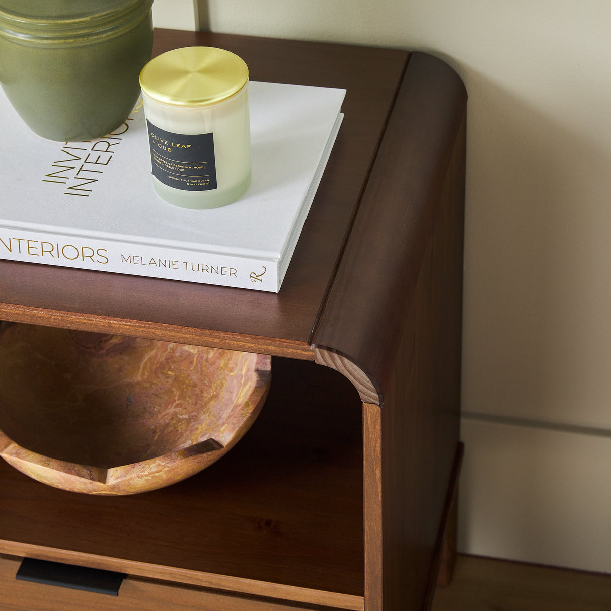 Elias Modern Curved-Frame Solid Wood Nightstand-Bedroom-Parc Decor