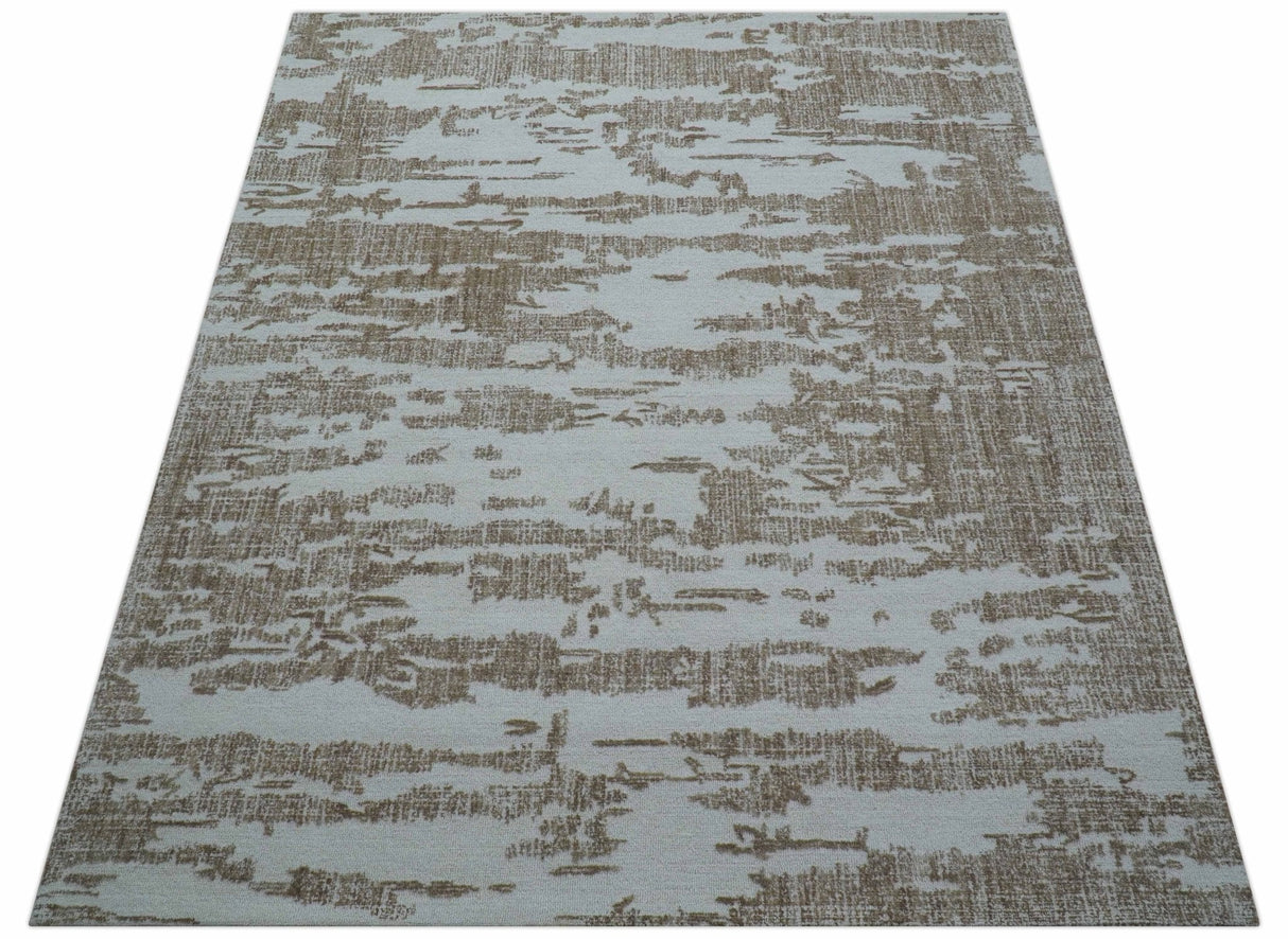 Ella Custom Made Abstract Brown And Ivory Hand Tufted wool rug