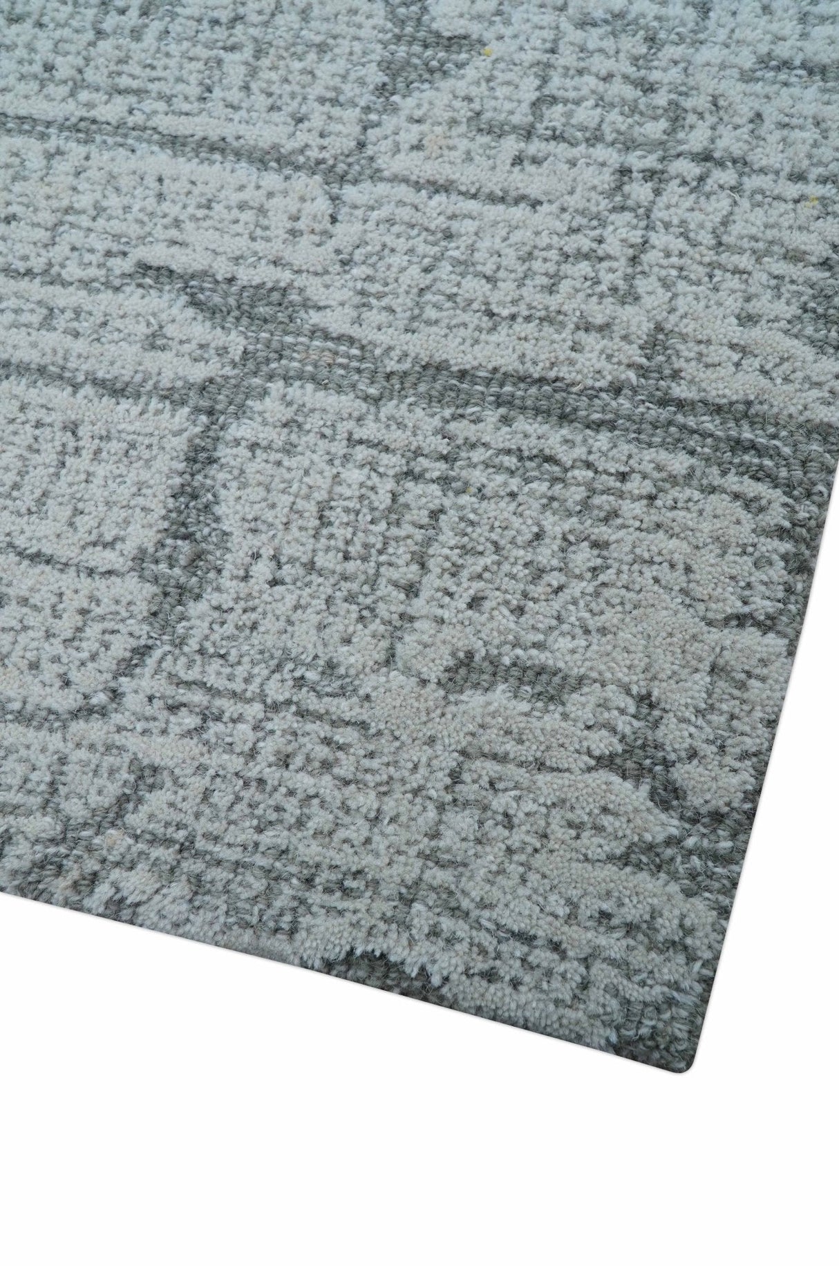 Ella Custom Made Contemporary Gray And Ivory Hand Tufted wool rug