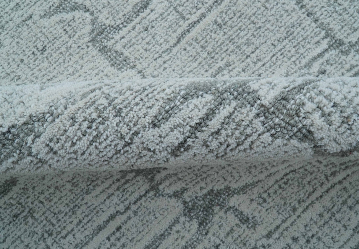 Ella Custom Made Contemporary Gray And Ivory Hand Tufted wool rug